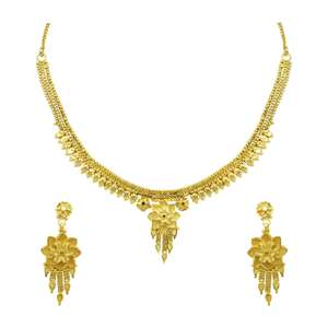 ขายส่งสร้อยคอทองคำ 14K 18K 24K แบบไมครอน สไตล์ดูไบ ดีไซน์ลายดอกไม้แบบดั้งเดิม ชุดเครื่องประดับทองเหลือง ชุดเครื่องประดับแฟชั่น - Product Image 4
