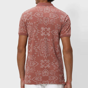 Polo pour homme en tissu tricoté en coton de luxe, imprimé floral, séchage rapide, évacuation de l'humidité, respirant, style décontracté - Product Image 2