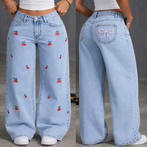 Jeans Cargo de Cintura Alta para Mujer, Estilo Holgado, Moda Urbana Americana, Venta al por Mayor, Denim Lavado a la Piedra, Listos para Enviar - Product Image 5