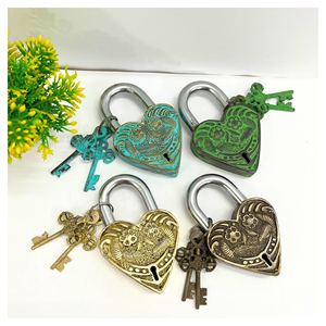 Old Fashion Lock Fully Functioning Vintage Style Brass Metal <b>Padlock</b> Antique Bronze in Low Price Antique Cast Iron Lock with Key - Product Image 1