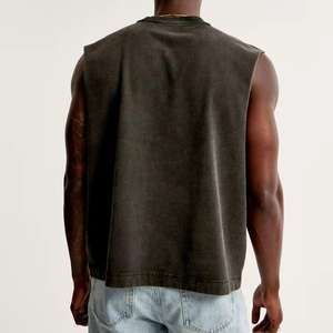 Camiseta sin mangas unisex para gimnasio, estilo cut-off personalizado, holgada, oversize, con efecto lavado ácido y gráfico, para hombre - Product Image 3