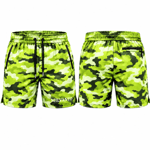 Shorts de sport camouflage personnalisés Lime pour hommes, haute qualité, séchage rapide, respirant, évacuation de l'humidité, entraînement en salle de sport, shorts de sport - Product Image 1