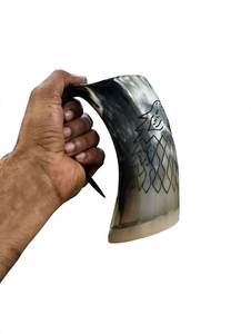 Jarra de Vino Artesanal Ecológica, Resistente y Rústica, de Cuerno Vintage con Asa Natural, Utensilios de Bar, 550 ml, 180-200 mm de Longitud, Vajilla Decorativa - Product Image 3