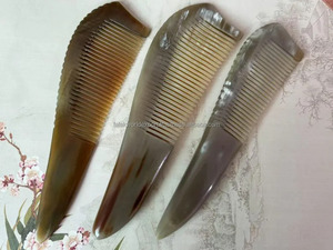 หวีเขาวัวแกะสลักจากอินเดียเครื่องนวดเขาควายธรรมชาติขัดเงาสำหรับหัวสัตว์ที่มีสไตล์โดย fwe - Product Image 6