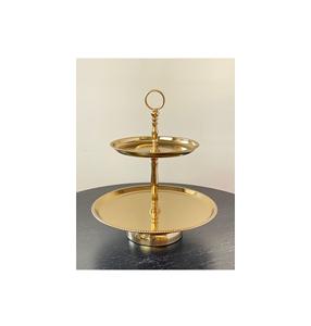 Soporte de metal floral vintage de dos niveles para cupcakes con estructura resistente para celebraciones de bodas y exhibición en panaderías - Product Image 2