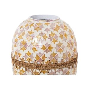 Luxury Mother of Pearl Inlay Vase with Elegant Gold <b>Leaf</b> Pattern - Product Image 3