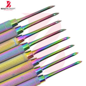 Pousse-cuticules double extrémité en acier inoxydable finition arc-en-ciel, outil professionnel pour retirer les cuticules et les ongles, outils de manucure - Product Image 6