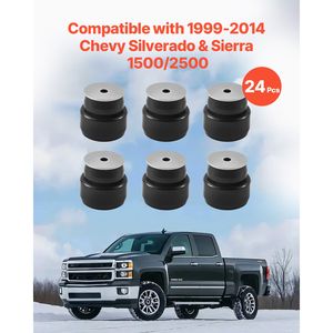 Nuovo Kit Boccole di Montaggio Carrozzeria 24 Pezzi in Gomma Poliuretanica per Chevy Silverado Sierra 1500/2500 Anni 1999-2014, Condizione: Nuovo - Product Image 6