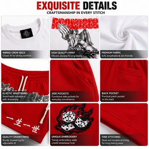 Ensemble T-shirt graphique personnalisé pour homme et short en mesh, tenue streetwear de gym d'été deux pièces, ensemble de survêtement décontracté assorti avec impression en relief - Product Image 5
