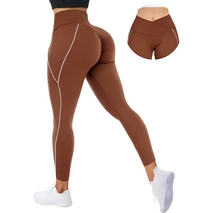 Pantalones Deportivos de Cintura Alta para Mujer, Elásticos, Transpirables, con Efecto Levanta Glúteos, de Algodón/Bambú, con Estampado de Leopardo y Franja Lateral, al por Mayor - Product Image 1