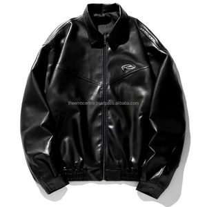 OEM Service Custom Made Logo Hombres Chaqueta de cuero genuino Uso de invierno Cremallera Hombres Chaqueta de cuero de moda para hombres - Product Image 1