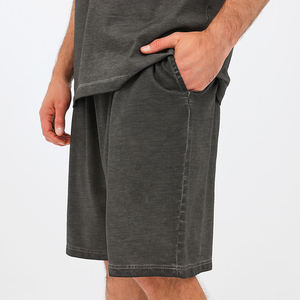 Shorts délavés à l'acide pour hommes, style streetwear, logo personnalisé, faible MOQ, coton épais 350 GSM, prêts à être expédiés - Product Image 1