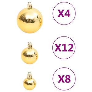 Set di palline di Natale in polistirolo dorato a 111 pezzi con ornamenti per palline e alberi - Product Image 6