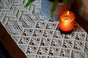 Tissus décoratifs, nappes en coton blanc faites à la main, style bohème, design noué moderne, chemin de table pour la décoration de la maison, 14x78 pouces - Product Image 2