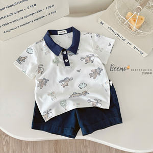 Vêtements pour enfants en gros OEM, polos décontractés pour enfants, vêtements en coton tricoté pour garçons, ensembles de vêtements de style coréen, vêtements pour tout-petits garçons - Product Image 5