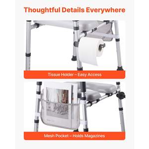 Elevador de Inodoro Ajustable en Altura y Ancho, Capacidad de Carga de 400 Libras, Asiento Elevado Acolchado con Manijas, Equipo de Seguridad para Baño para Personas Mayores - Product Image 6