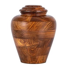 Hand Turned Solid Wood Cremation Urn with Layered Grain Texture and Traditional <b>Memorial</b> Craftsmanship Six - Product Image 1