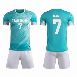 Custom Sublimated Soccer Jersey Set Men's Short Sleeve Team Name 7 Moisture Wicking <b>Polyester</b> All Seasons White Shorts - Product Image 6