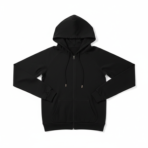 Womens <b>Lightweight</b> Solid Color Winter OEM Service Casual Full Zip up <b>Hoodie</b> with Front Pockets Long Sleeve <b>Hoodie</b> - Product Image 3