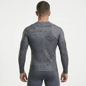 <b>Men</b> Custom Logo Breathable Sublimation Rash Guard Sportswear High Quality Winter Lightweight MMA <b>Compression</b> <b>Shirt</b> UPF50+ - Product Image 2