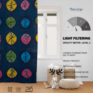 Rideau en coton imprimé tie-dye de qualité supérieure, doux, style bohème, pour salon, chambre, hôtel, fabricant en gros en Inde - Product Image 6