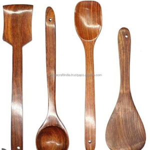 PureGrain Natural Wooden Spoon Set 3-Piece Hand Carved Serving Utensils Minimalist <b>Kitchens</b> Sustainable Cooking Acacia Stocked - Product Image 5