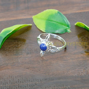 Anillo de lapislázuli natural, anillo de plata de ley 925 para mujer, anillo de piedra azul, anillo de promesa, joyería de lapislázuli - Product Image 3