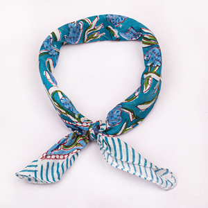 Dark Green Floral Print Square Scarf Cotton Casual Multifunctional Breathable Winter Summer Bandana Neckwear for Adults - Product Image 4