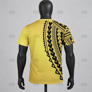 เสื้อยืดคอกลมสีเหลืองสำหรับผู้ชาย แขนสั้น แบบเรียบ พร้อมลายพิมพ์  ผ้าเจอร์ซีย์ถักเป็นมิตรกับสิ่งแวดล้อม  โลโก้ด้านหน้า  ผลิตจากโพลีเอสเตอร์/คอตตอน - Product Image 3