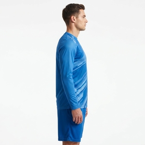 Ensemble de tenue de football pour hommes, col rond, manches longues, bleu rayé, vêtements de sport respirants - Product Image 2