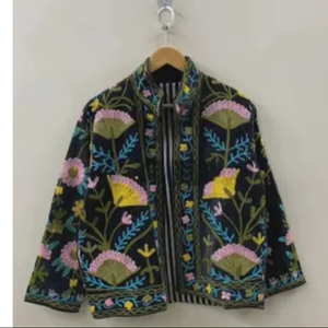 Top Suzani Embroidered Velvet Jacket Women Short Floral Boho <b>Coat</b> Handmade Ethnic Outerwear At Cheap Price - Product Image 1
