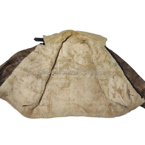 OEM Men's Brown Genuine <b>Sheepskin</b> Leather <b>Jackets</b> With Fur Lining Windproof Vintage Style Winter Coat Regular Fit Zipper Closure - Product Image 5