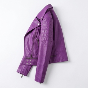 Nueva Chaqueta de Cuero para Mujer, Estilo Casual, Color Sólido, Fabricada con Cuero Genuino de la Mejor Calidad - Product Image 2