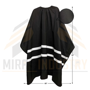 Cape de coiffure unisexe en polyester noir et blanc réfléchissant 60x70 pouces pour le travail - Product Image 1
