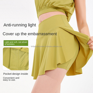 Ensemble jupe de badminton pour femmes, 2 pièces, couleur unie, coton respirant, pour entraînement en salle de sport - Product Image 2