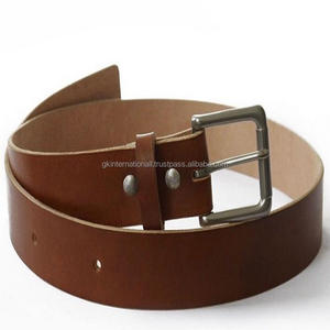 Cinturón informal de cuero genuino para hombre, correa de cuero curtido marrón natural, hebilla chapada en níquel de latón sólido y broches para hebilla - Product Image 5