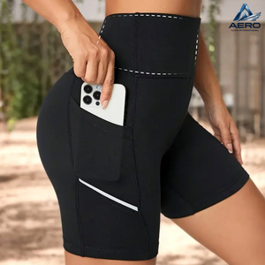 Shorts de compression athlétiques taille haute pour femmes avec poches, coupe ajustée, séchage rapide, pour yoga, entraînement et course à pied - Product Image 6