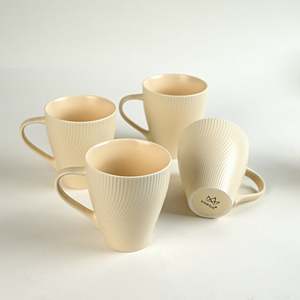 ชุดแก้วเซรามิกเนื้อ Bone China สีพีชอ่อน ลายดอกไม้น่ารัก ดีไซน์พิเศษ ไม่ซ้ำใคร จำนวน 6 ใบ ใช้กับไมโครเวฟได้ เหมาะสำหรับกาแฟ  พร้อมสำหรับการพิมพ์ลายแบบ Sublimation - Product Image 3