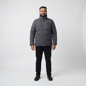 Veste matelassée en duvet d'oie pour homme, en nylon micro-ripstop, durable, imperméable, coupe-vent et respirante, style streetwear, avec encre silicone, vente en gros OEM - Product Image 1