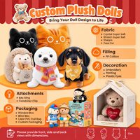 Mini porte-clés mousqueton en peluche personnalisé, figurine de personnage de dessin animé, breloque de sac avec broderie, accessoires promotionnels