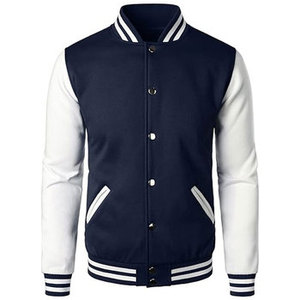 Chaqueta Varsity Azul Marino y Blanca para Hombre, Mezcla de Lana, Estilo Letterman, Corte Regular, Ropa Exterior de Invierno para Béisbol Universitario - Product Image 1