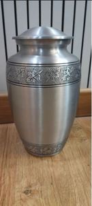 Silver Ashes Traditional Customized Metal <b>Memorial</b> Urn with Engraved Keepsake for Human Ashes Tabletop <b>Vase</b> Gift - Product Image 4
