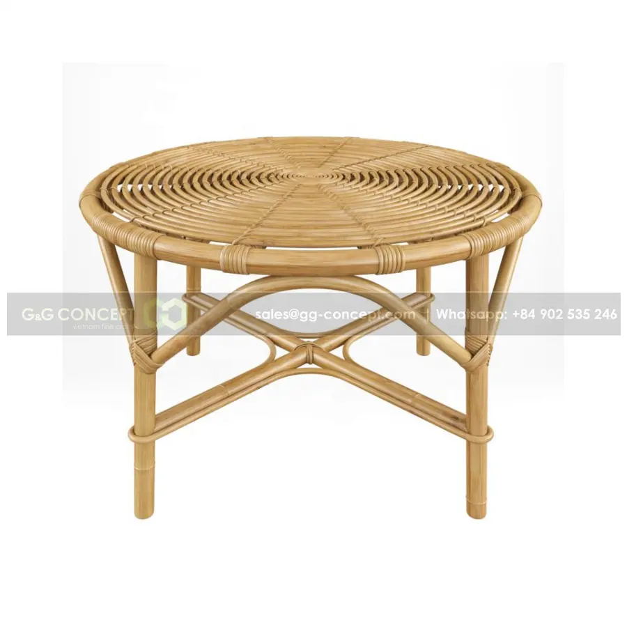 Round Bamboo Table With Wooden Legs In Natural Color Outdoor Decorative Bamboo Coffee Table Bamboo Table Size 60x60