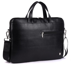 Slim Laptop Bag Lagarto <b>Black</b> Premium Office & Business Messenger Bag for Men & <b>Women</b> with Adjustable strap - Product Image 1