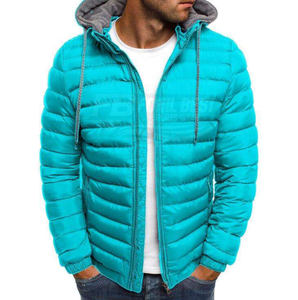 Chaqueta de invierno para hombre, delgada, corta, cálida, resistente al viento, impermeable, estilo universitario, con botones y cierre de cremallera frontal, de poliéster, con letras. - Product Image 5