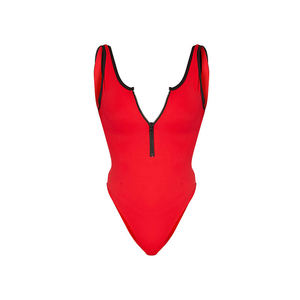 New Women Custom Open Back Women's Jumpsuits One Piece Women <b>Bathing</b> Suit Contrast Color Zipper Bikini Swimwear Beachwear - Product Image 2