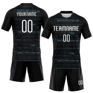 Uniforme de Voleibol de Último Diseño Hecho en Fábrica, 100% Poliéster, Conjunto de Camiseta de Fútbol Negra y Azul, Ropa Deportiva para Exteriores - Product Image 1