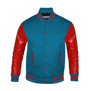 แจ็คเก็ตเบสบอลวาร์ซิตี้สำหรับผู้ชาย คุณภาพสูง กันน้ำ ผลิตจากผ้าขนสัตว์ 100% ตกแต่งด้วยลายการ์ตูนแบบแพทช์เวิร์ค พร้อมโลโก้ด้านหน้า สำหรับฤดูหนาวและวิทยาลัย - Product Image 1
