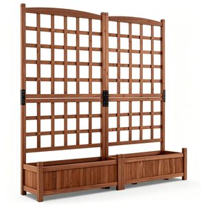 Fioriera Rustica Marrone Rialzata con Doppie Grandi Cassette in Ferro, Sistema di Drenaggio a Graticola per Fiori Rampicanti e Verdure - Product Image 3
