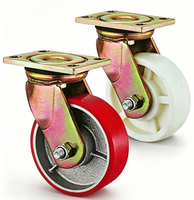 Roda Caster Ekstra Kuat 4/5/6/8/10/12 inci, Roda PU Inti Besi, Rumah Roda Berlapis Seng/ Cat Bubuk/ Cat Panggang, Putar & Tetap dengan Rem